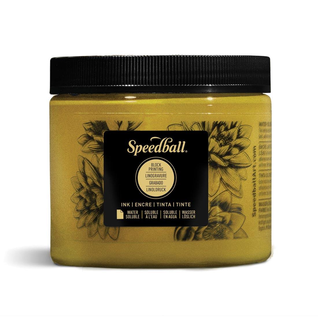 Jar of Metallic Gold Speedball Water-Soluble Block Printing Ink