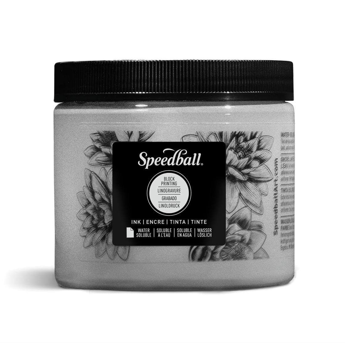 Jar of Metallic Silver Speedball Water-Soluble Block Printing Ink