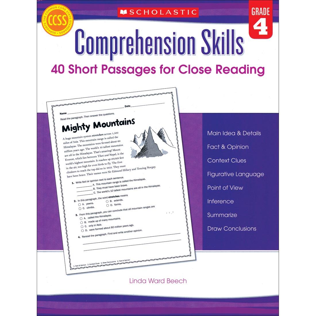 Comprehension Skills: 40 Short Passages for Close Reading Grade 4