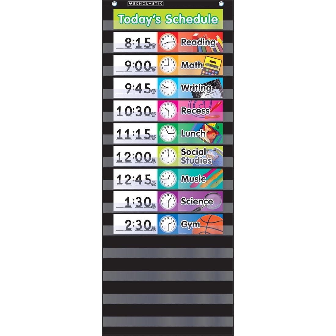 Black Daily Schedule Pocket Chart and Cards