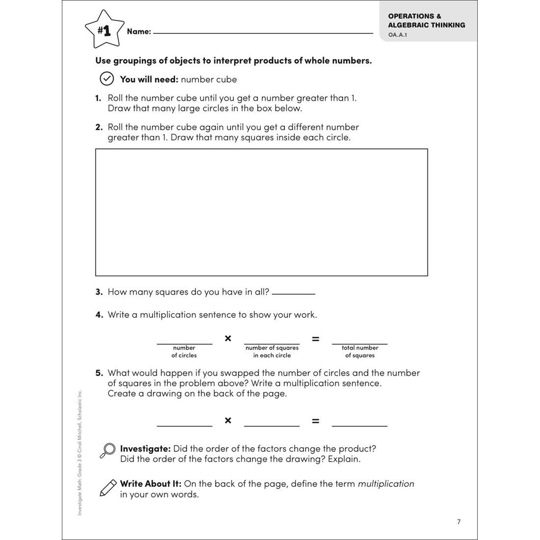sample page from Investigate Math Grade 3
