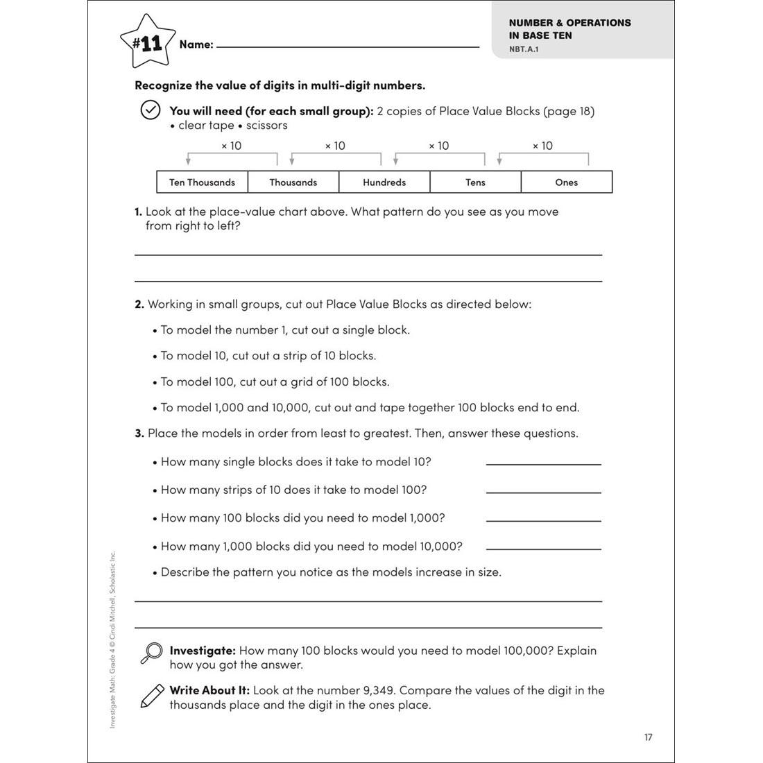 sample page from Investigate Math Grade 4