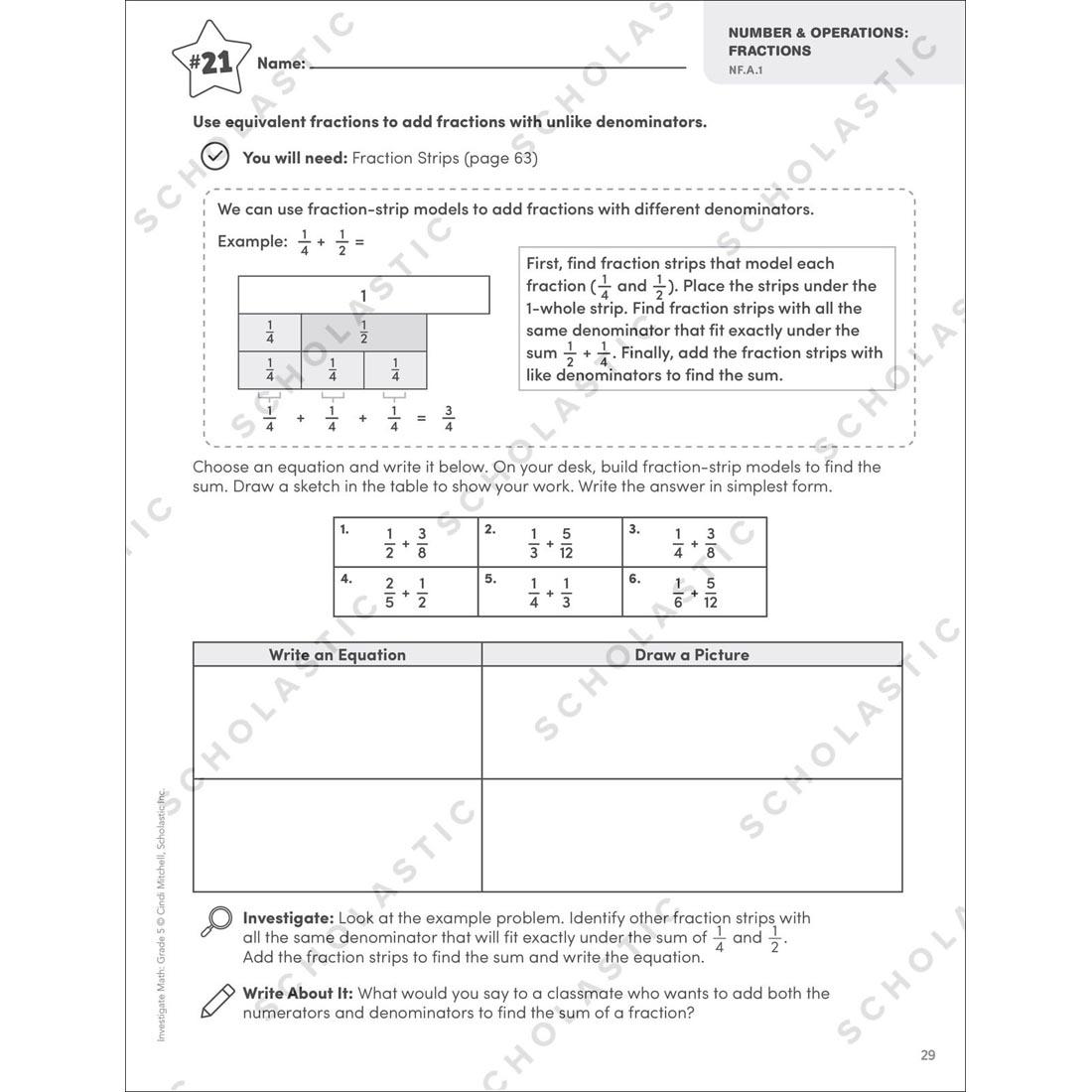 sample page from Investigate Math Grade 5