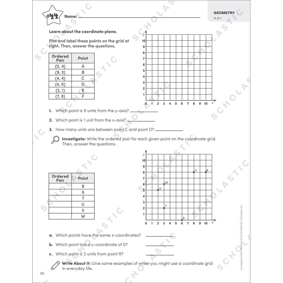 sample page from Investigate Math Grade 5