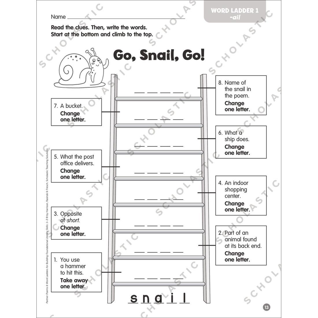 sample page from Partner Poems & Word Ladders for Building Foundational Literacy Skills Grades 1-3