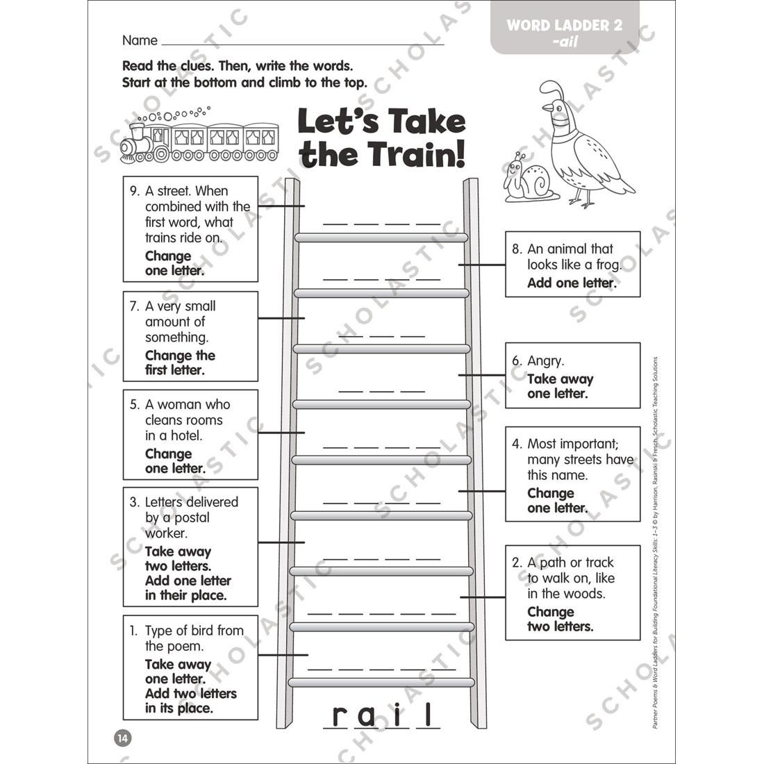 sample page from Partner Poems & Word Ladders for Building Foundational Literacy Skills Grades 1-3