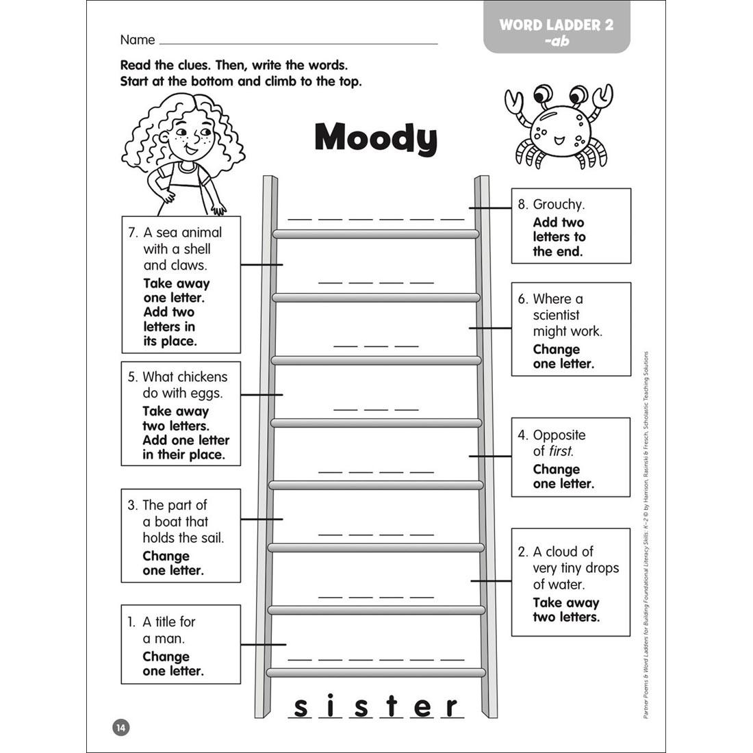 sample page from Partner Poems & Word Ladders for Building Foundational Literacy Skills Grades K-2