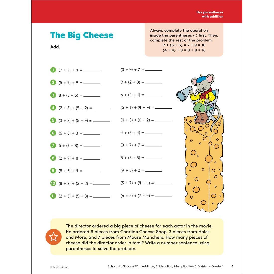 page 5 of Scholastic Success With Addition, Subtraction, Multiplication & Division Workbook Grade 4