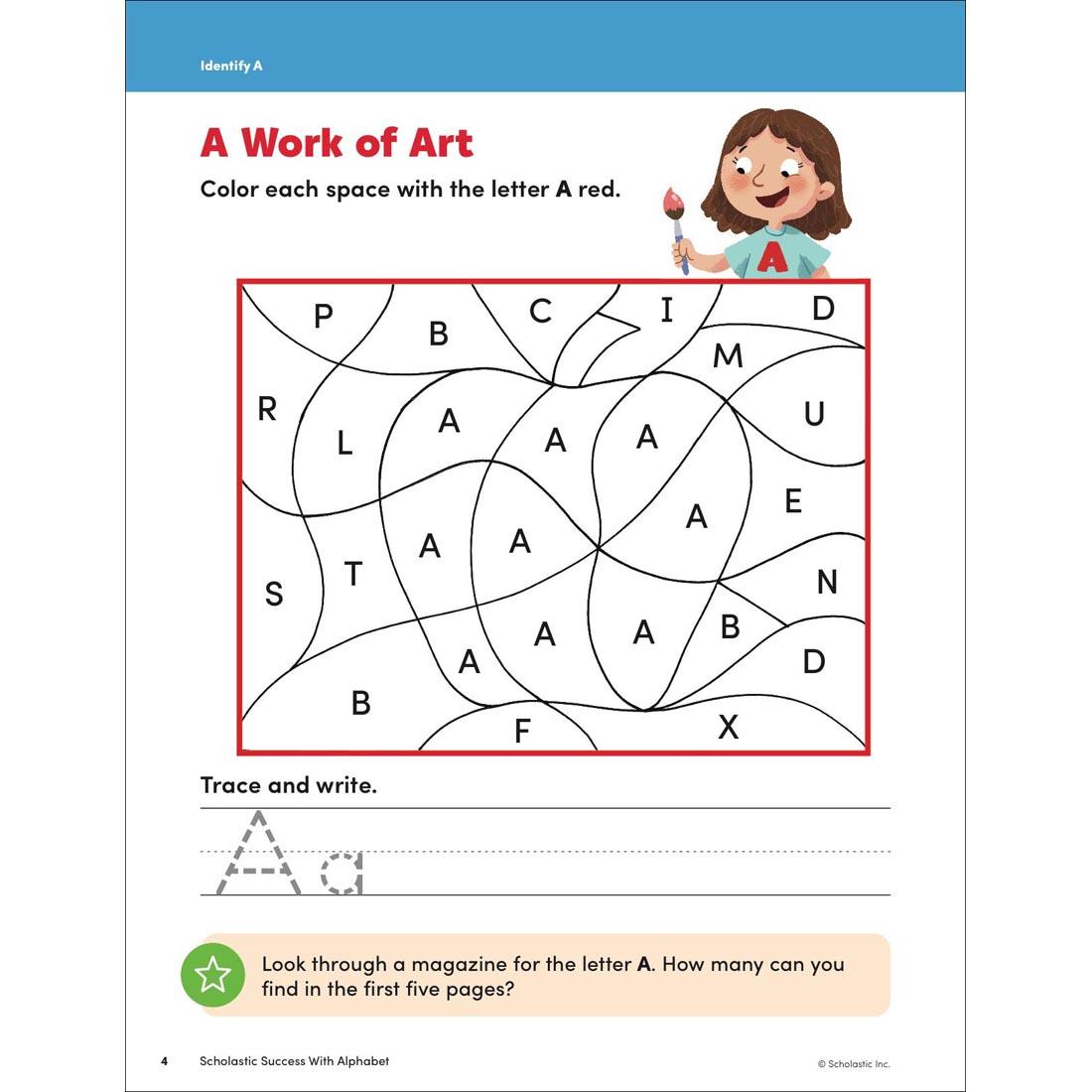 page 4 of Scholastic Success With Alphabet Workbook Grades PreK-K