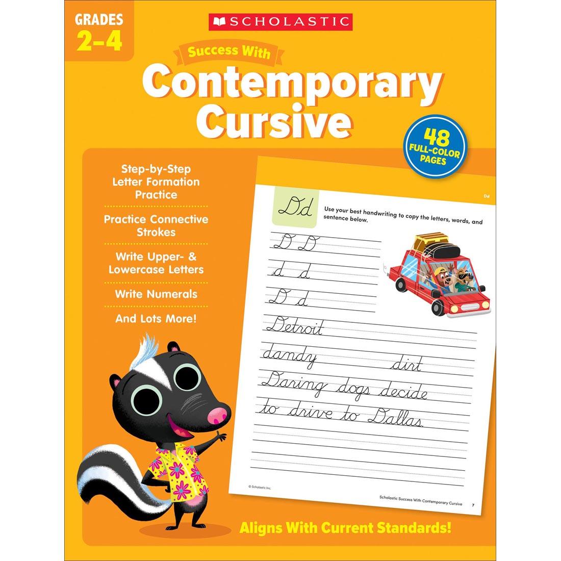 front cover of Scholastic Success With Contemporary Cursive Workbook Grades 2-4