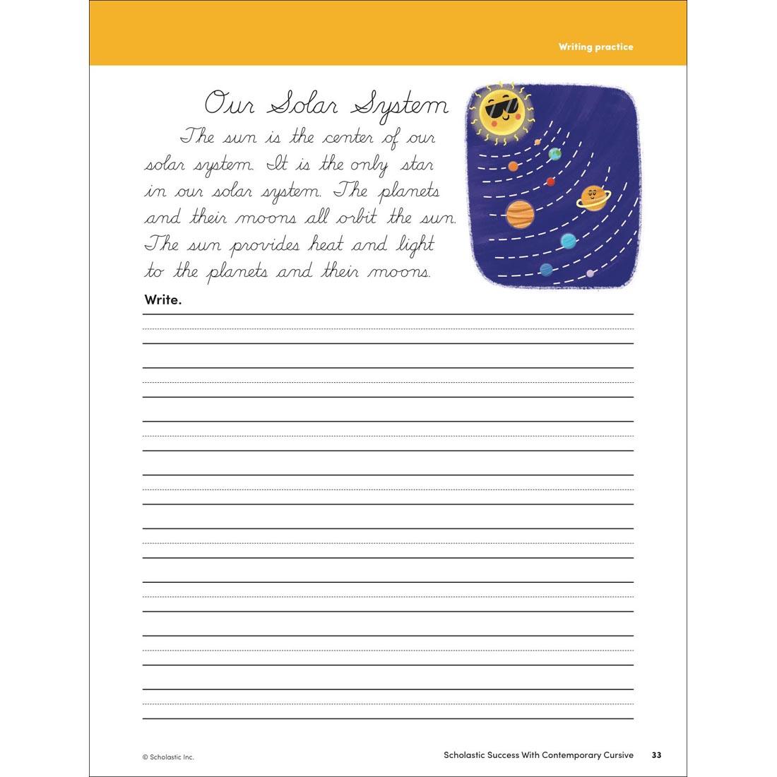 page 33 of Scholastic Success With Contemporary Cursive Workbook Grades 2-4