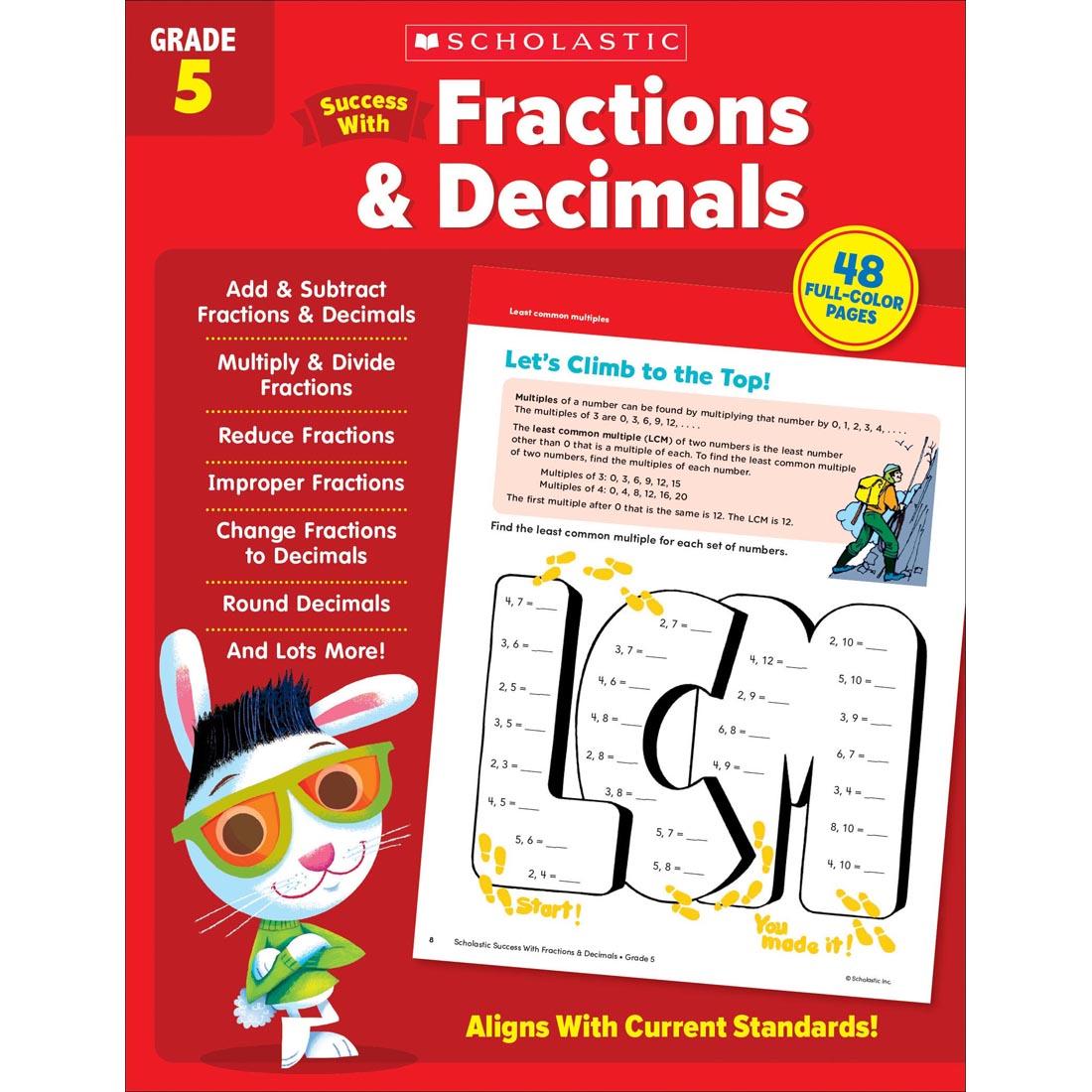 front cover of Scholastic Success With Fractions & Decimals Workbook Grade 5