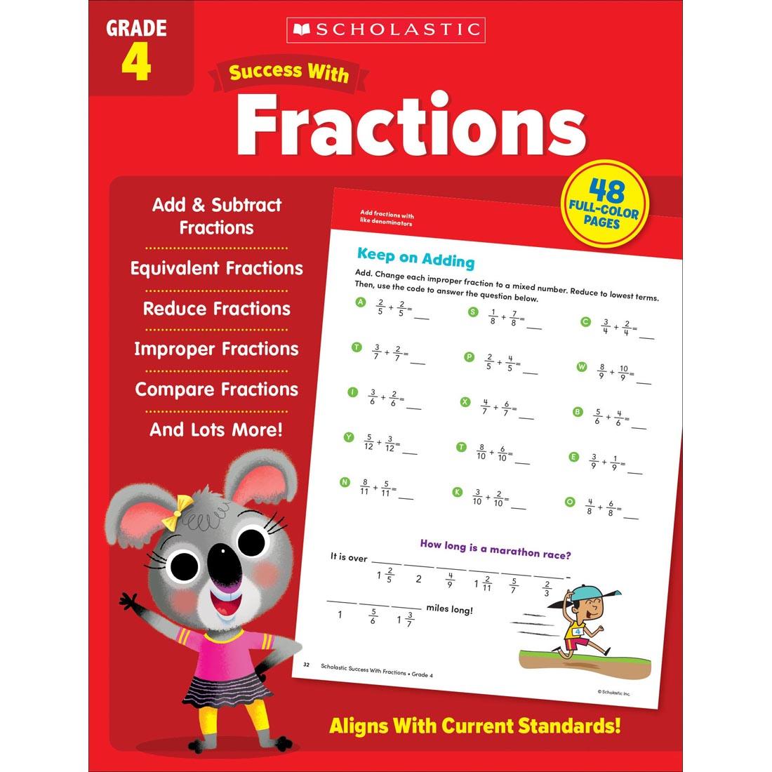 front cover of Scholastic Success With Fractions Workbook Grade 4
