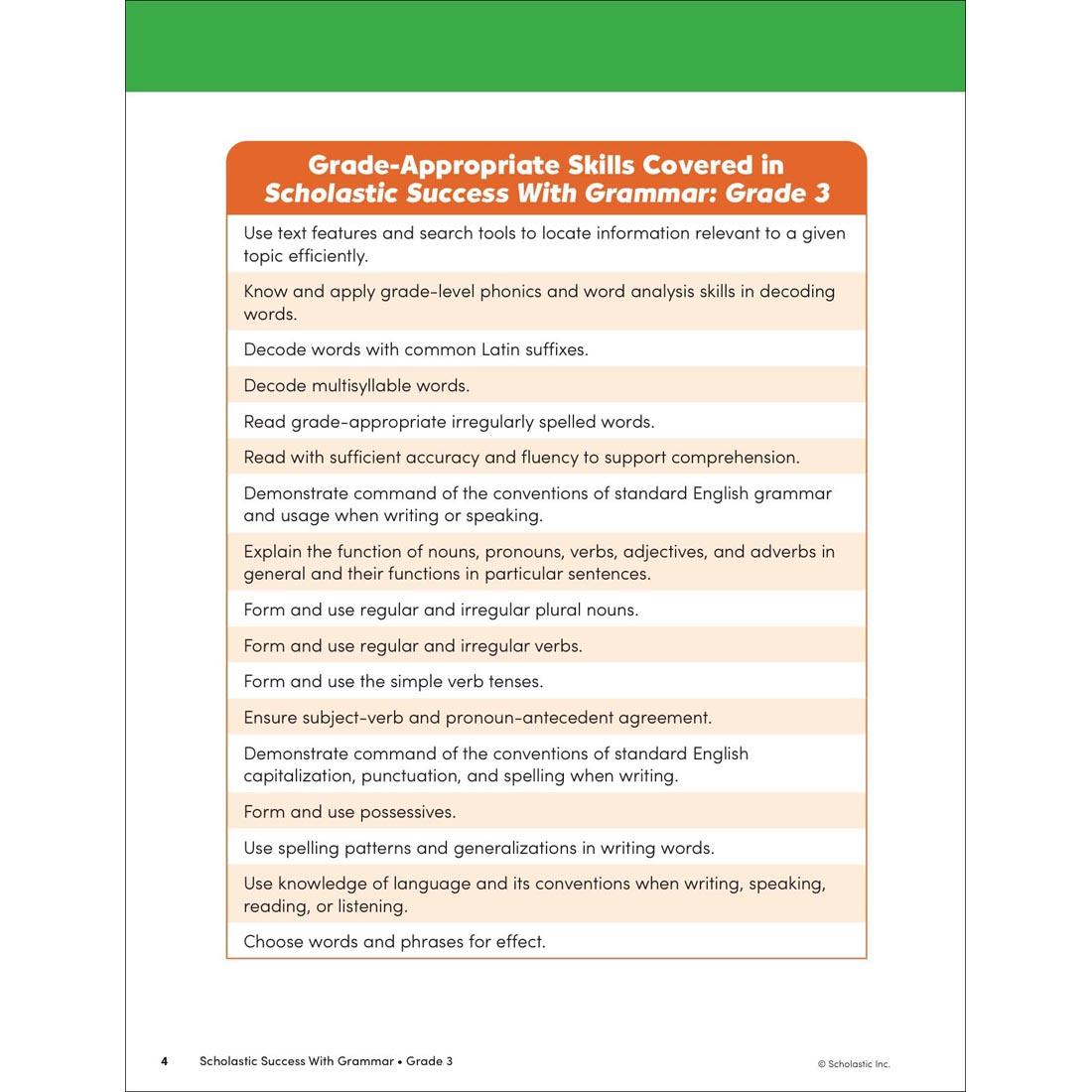 page 4 from Scholastic Success With Grammar Workbook Grade 3