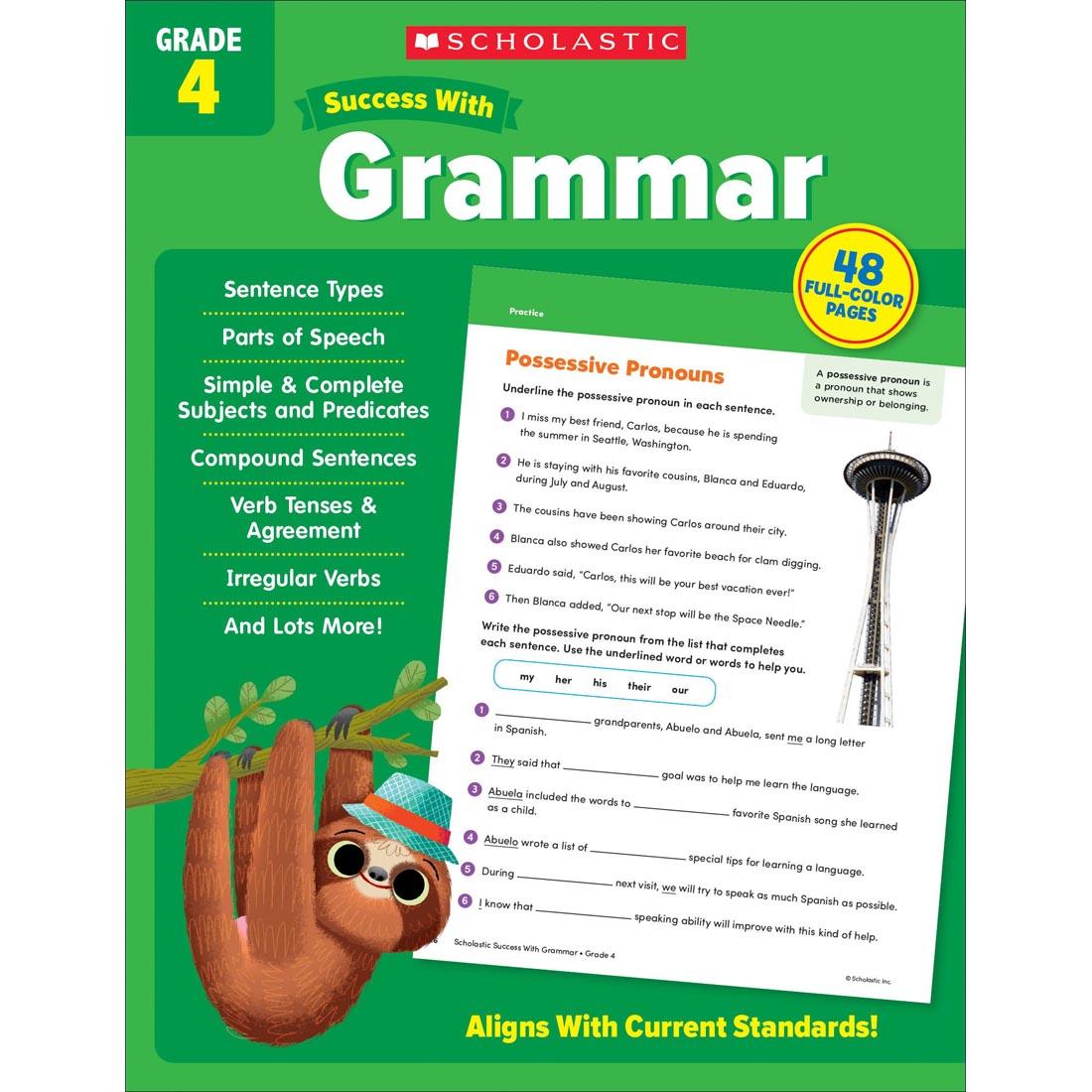 front cover of Scholastic Success With Grammar Workbook Grade 4