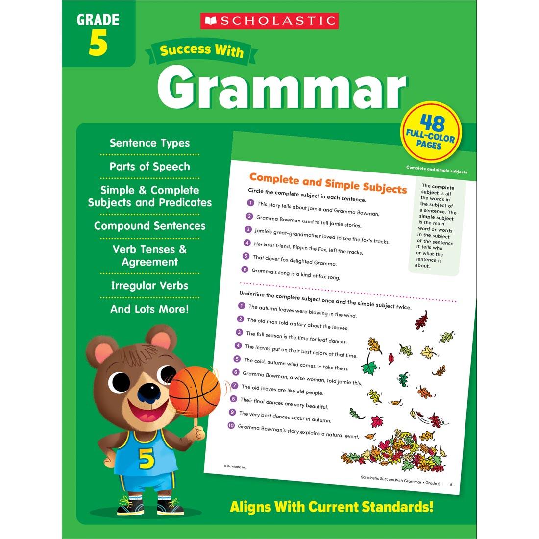 front cover of Scholastic Success With Grammar Workbook Grade 5