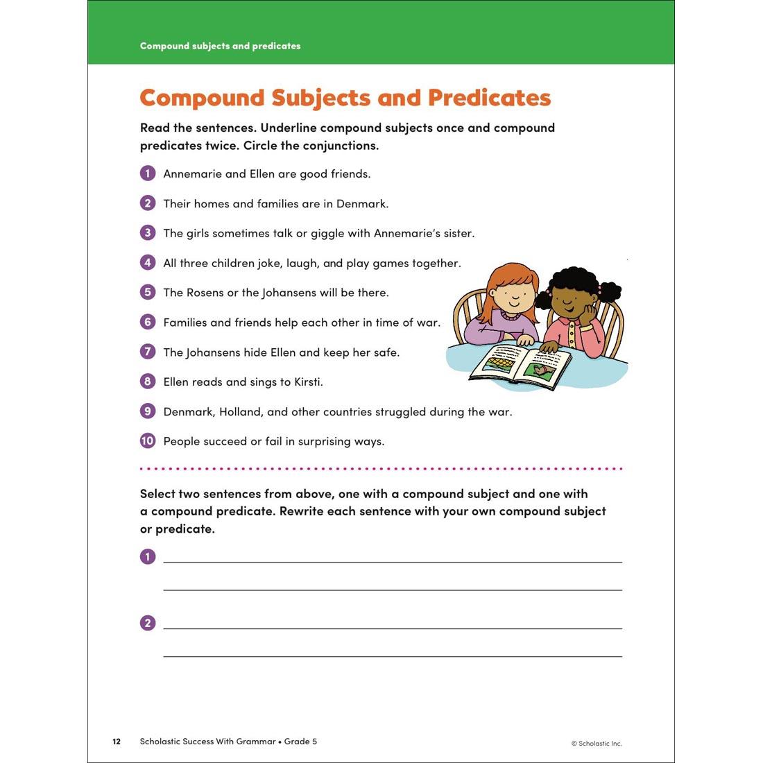 page 12 from Scholastic Success With Grammar Workbook Grade 5