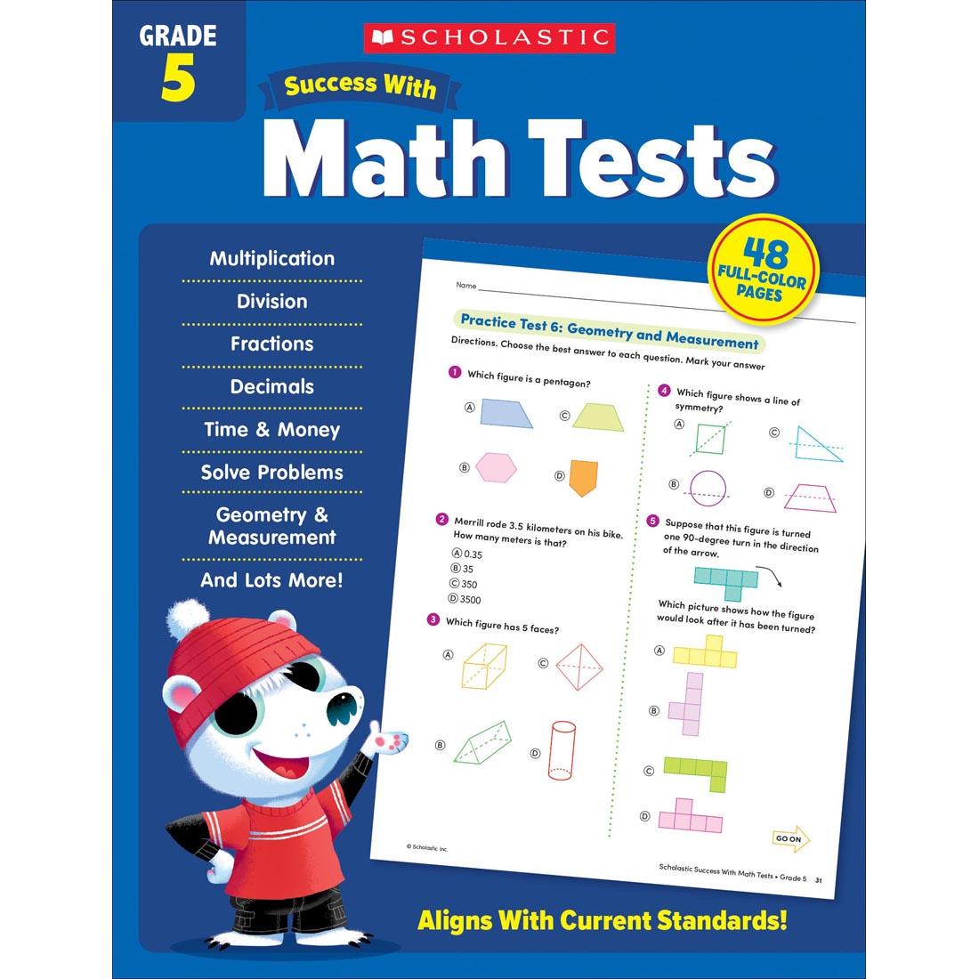 front cover of Scholastic Success With Math Tests Workbook Grade 5