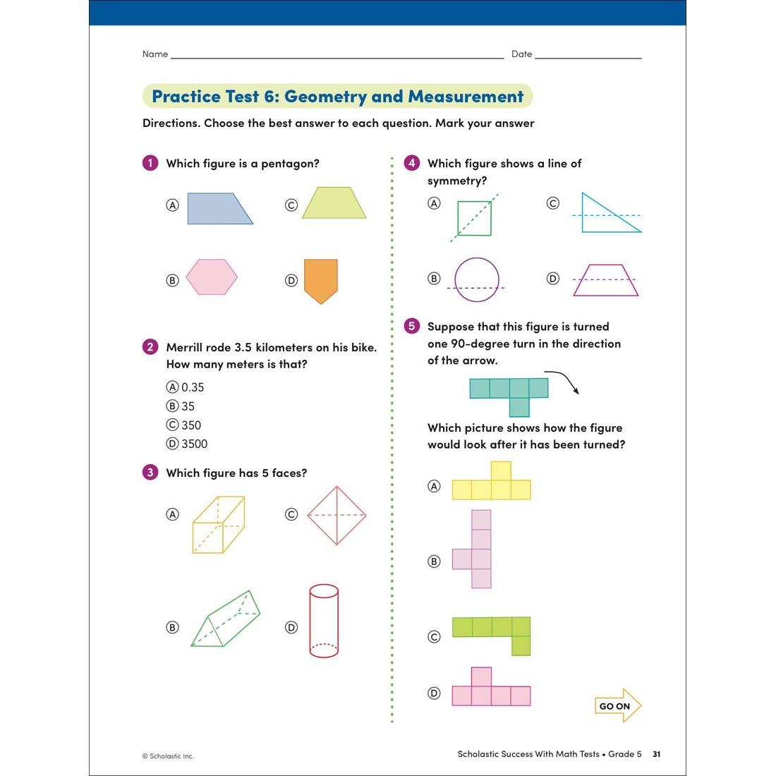 page 31 from Scholastic Success With Math Tests Workbook Grade 5