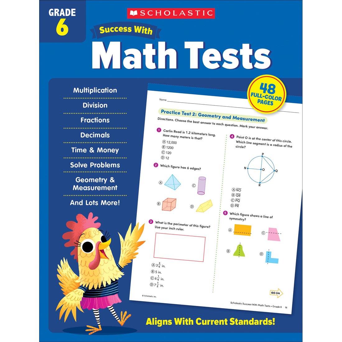 front cover of Scholastic Success With Math Tests Workbook Grade 6