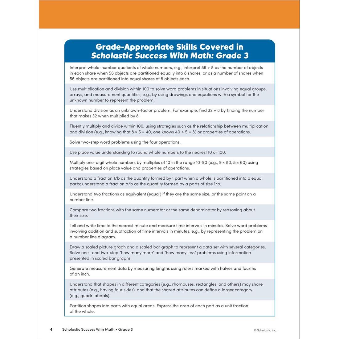 page 4 from Scholastic Success With Math Workbook Grade 3