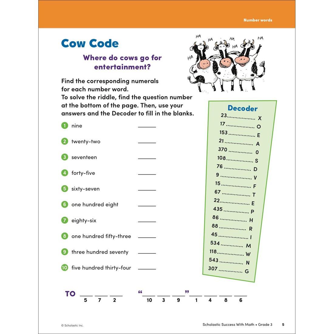 page 5 from Scholastic Success With Math Workbook Grade 3