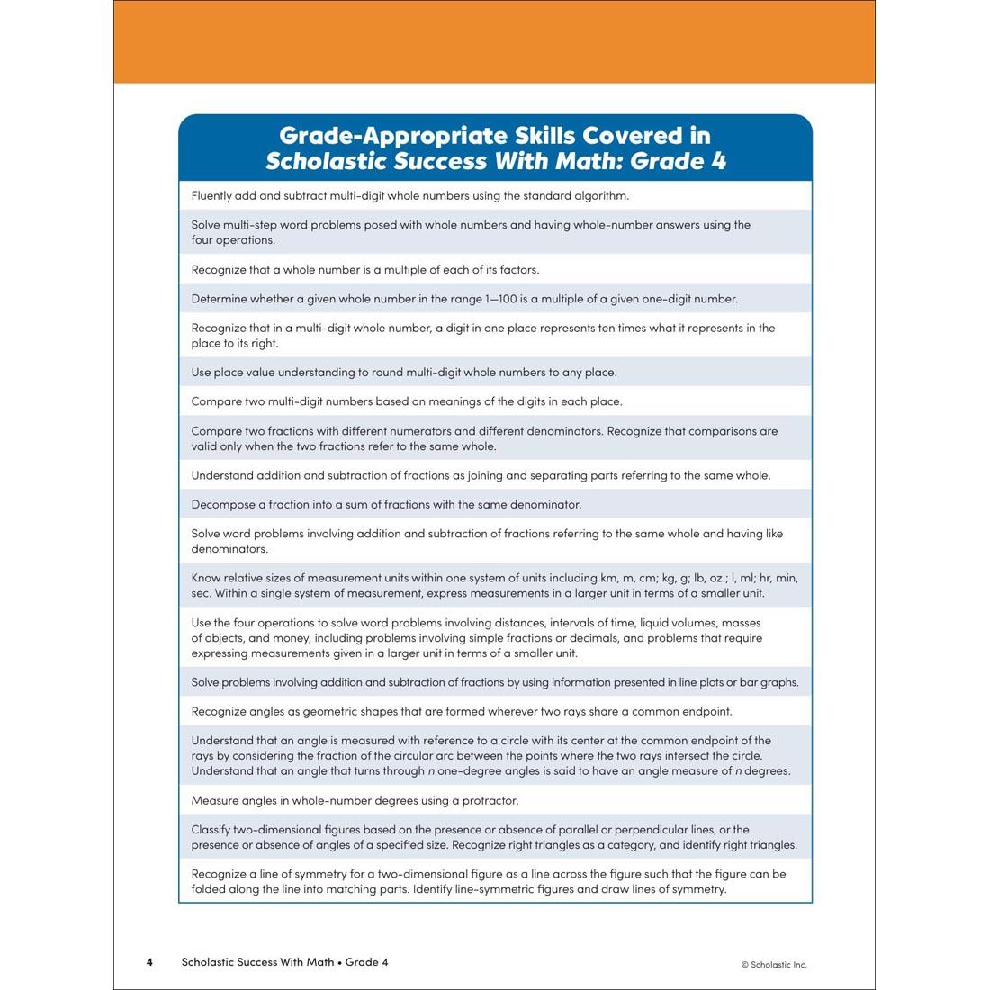 page 4 from Scholastic Success With Math Workbook Grade 4