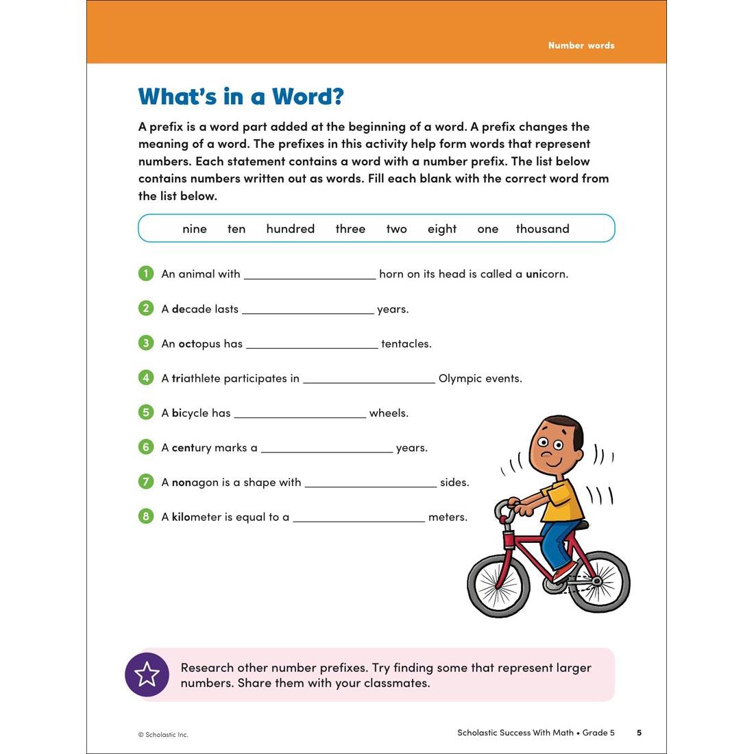 page 5 from Scholastic Success With Math Workbook Grade 5