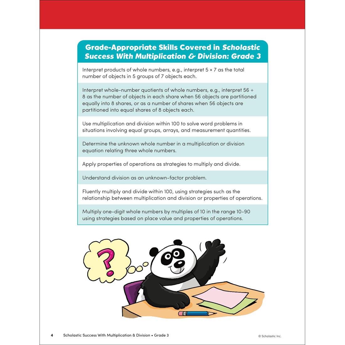 page 4 from Scholastic Success With Multiplication & Division Workbook Grade 3