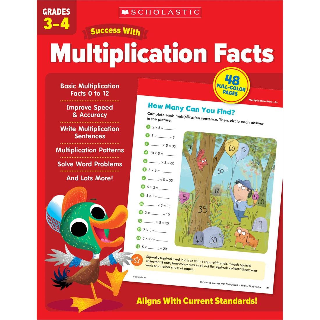 front cover of Scholastic Success With Multiplication Facts Workbook Grades 3-4
