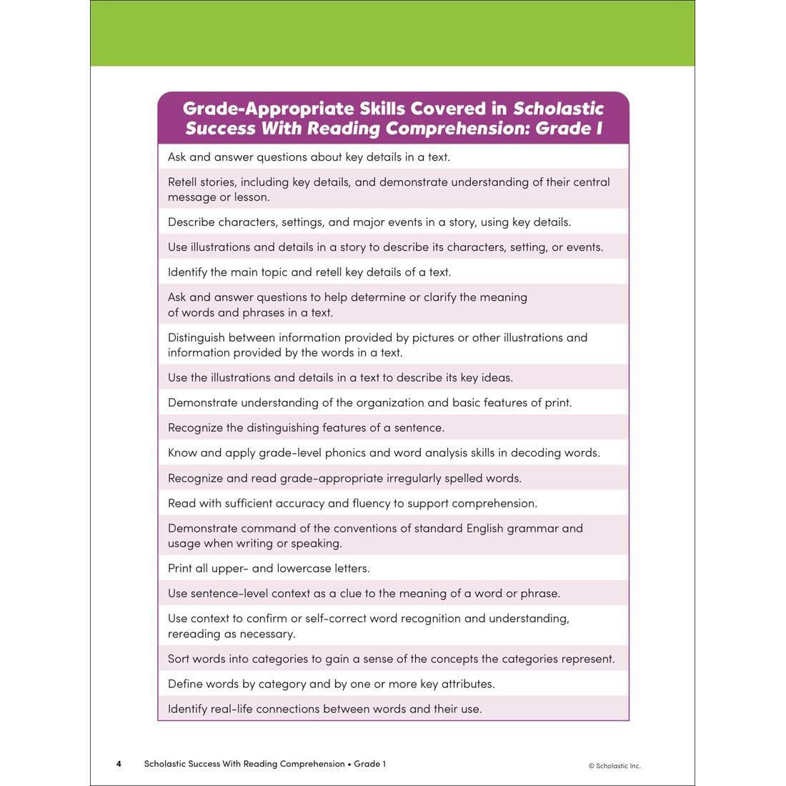 page 4 from Scholastic Success With Reading Comprehension Workbook Grade 1