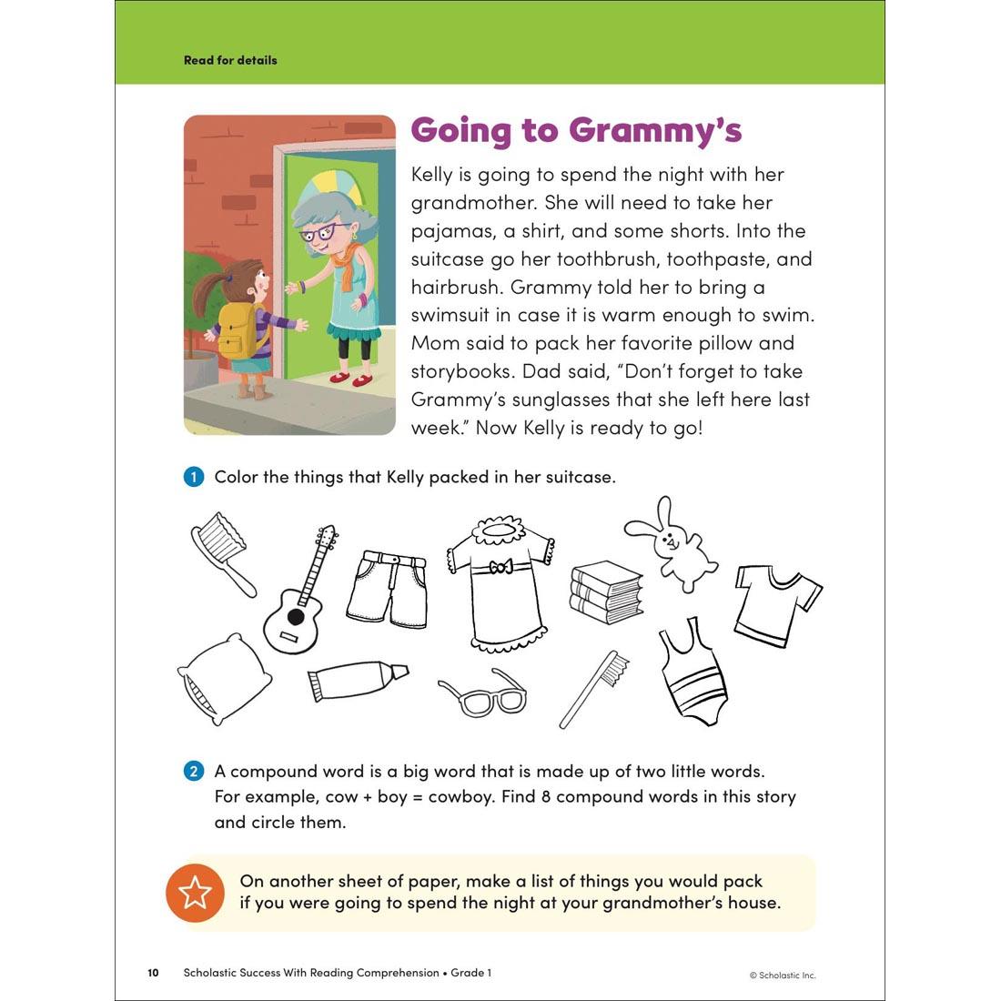 page 10 from Scholastic Success With Reading Comprehension Workbook Grade 1