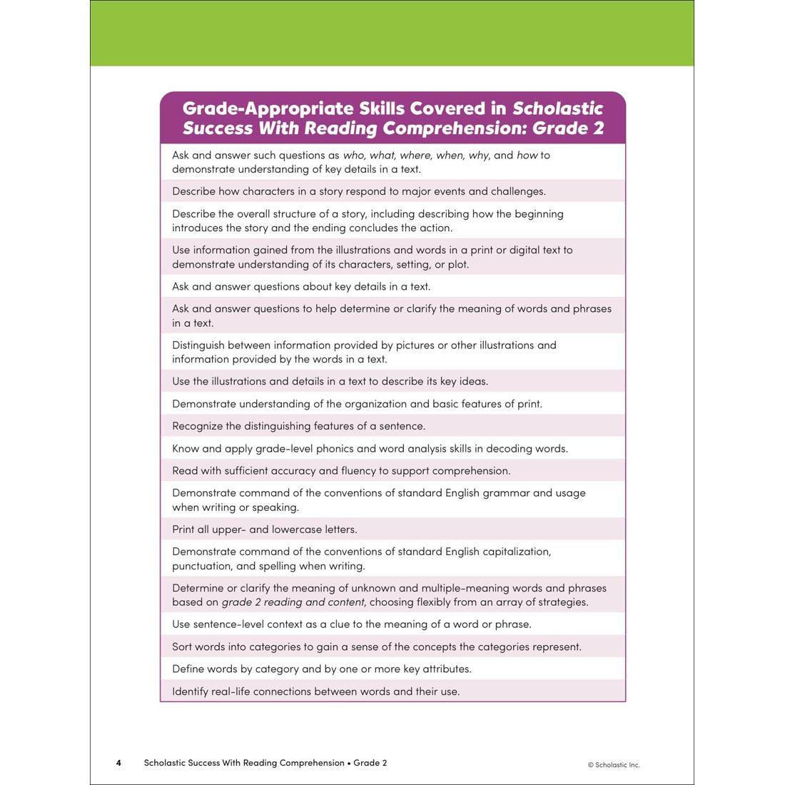 page 4 from Scholastic Success With Reading Comprehension Workbook Grade 2