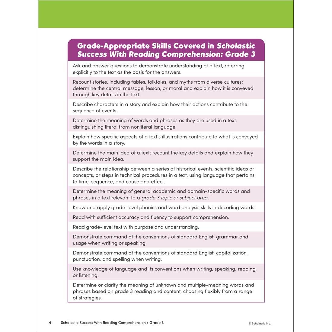 Scholastic Success With Reading Comprehension Workbook Grade 3