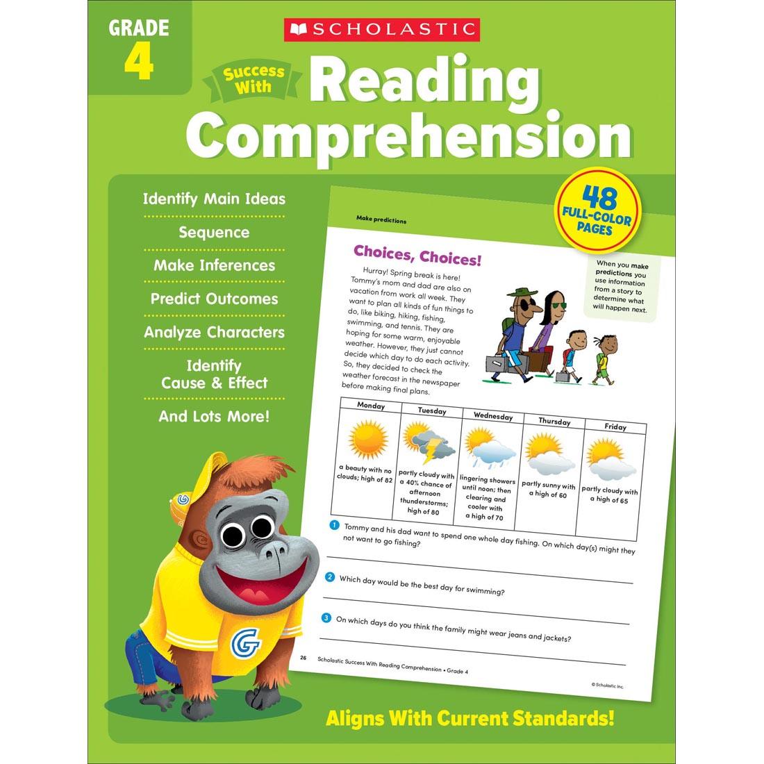 Front cover of Scholastic Success With Reading Comprehension Workbook Grade 4