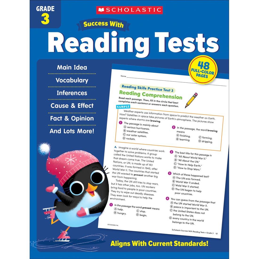 front cover of Scholastic Success With Reading Tests Workbook Grade 3