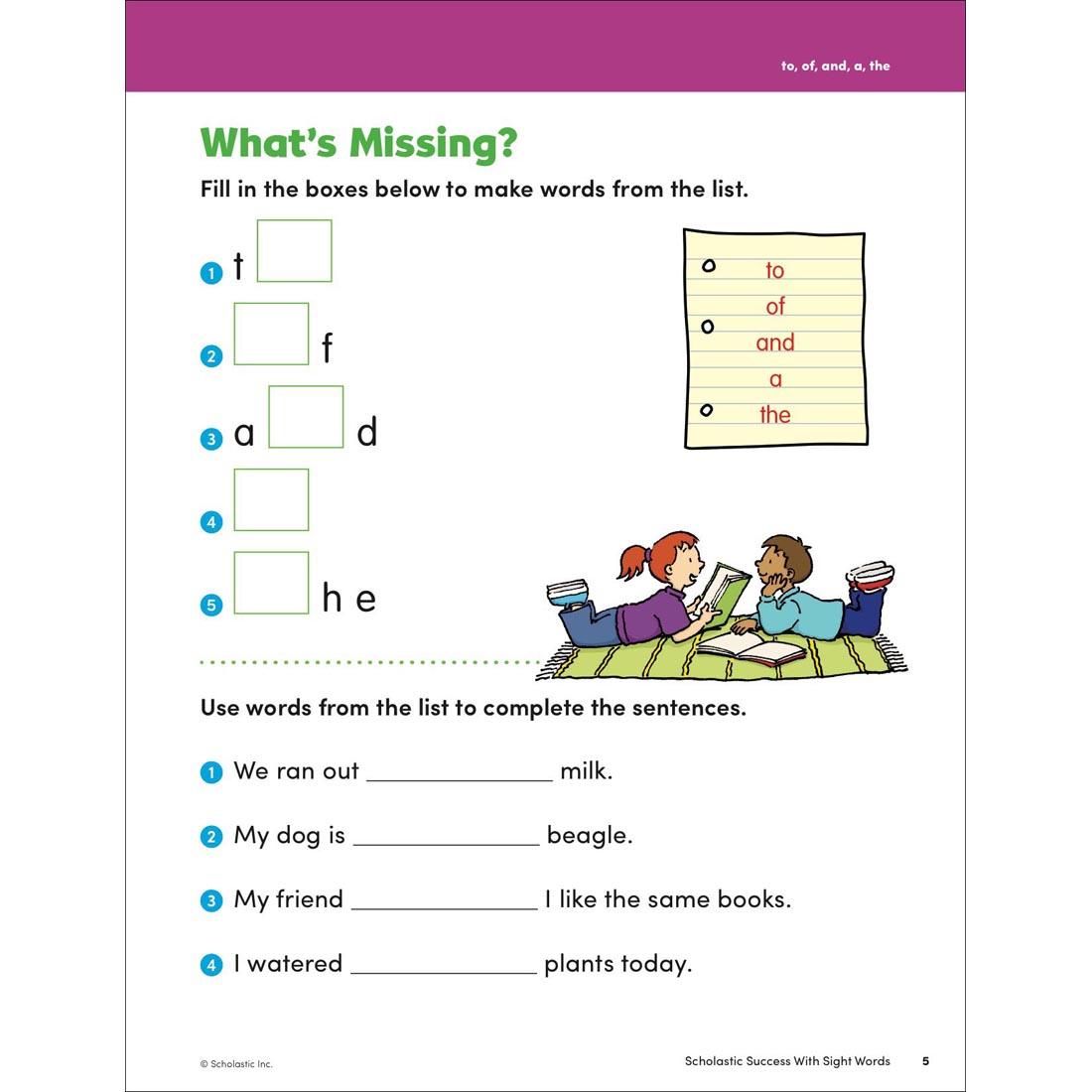 page 5 from Scholastic Success With Sight Words Workbook Grades K-2