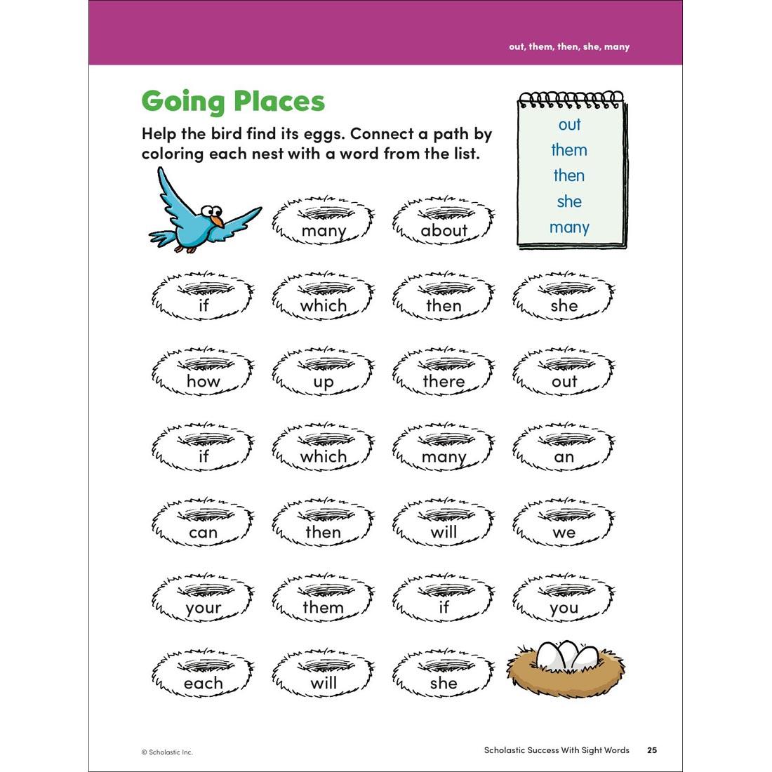 page 25 from Scholastic Success With Sight Words Workbook Grades K-2