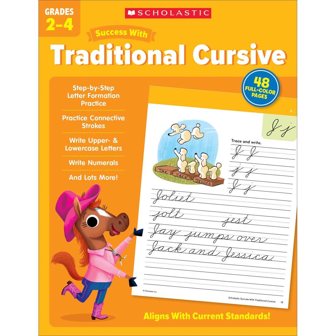 front cover of Scholastic Success With Traditional Cursive Workbook Grades 2-4