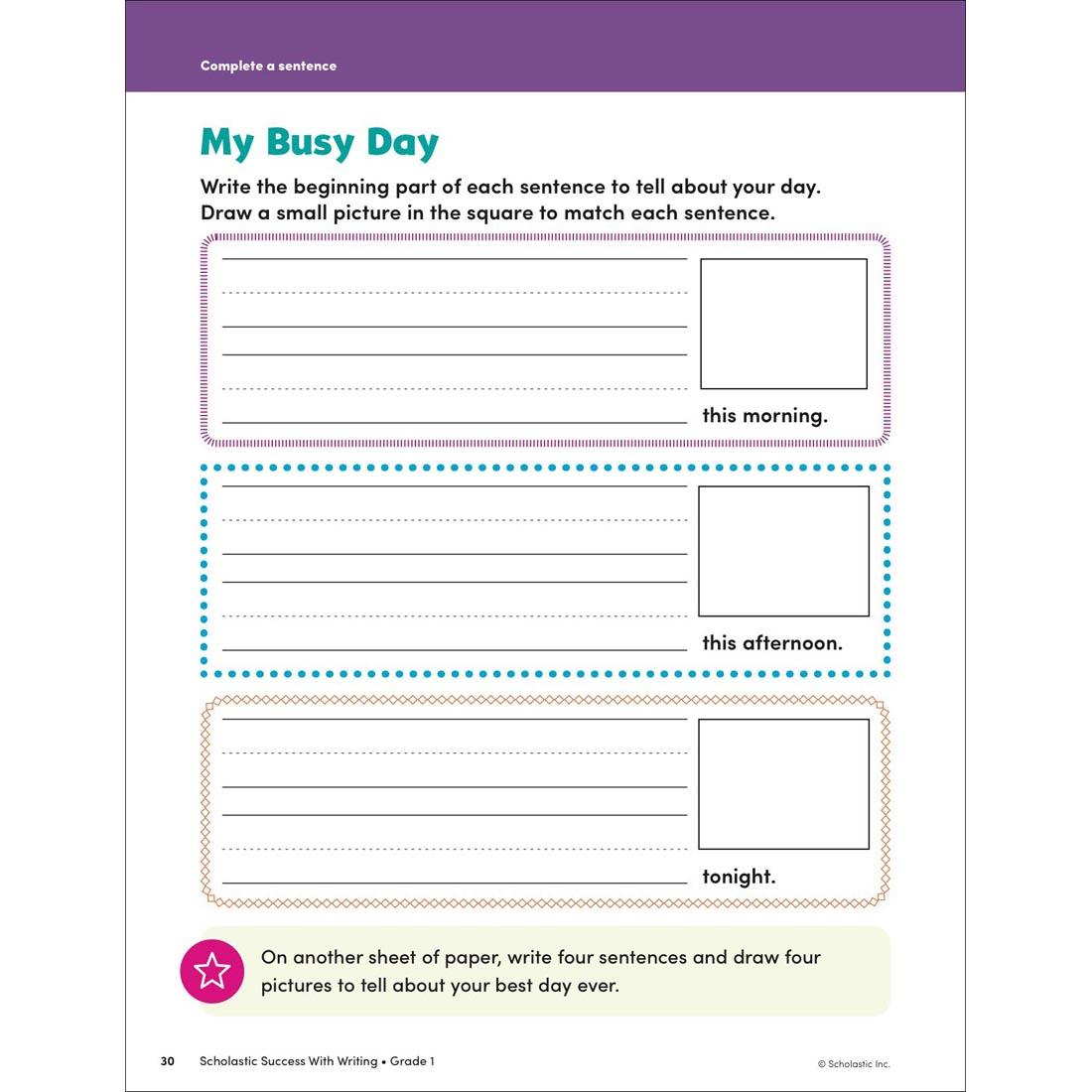 page 30 from Scholastic Success With Writing Workbook Grade 1