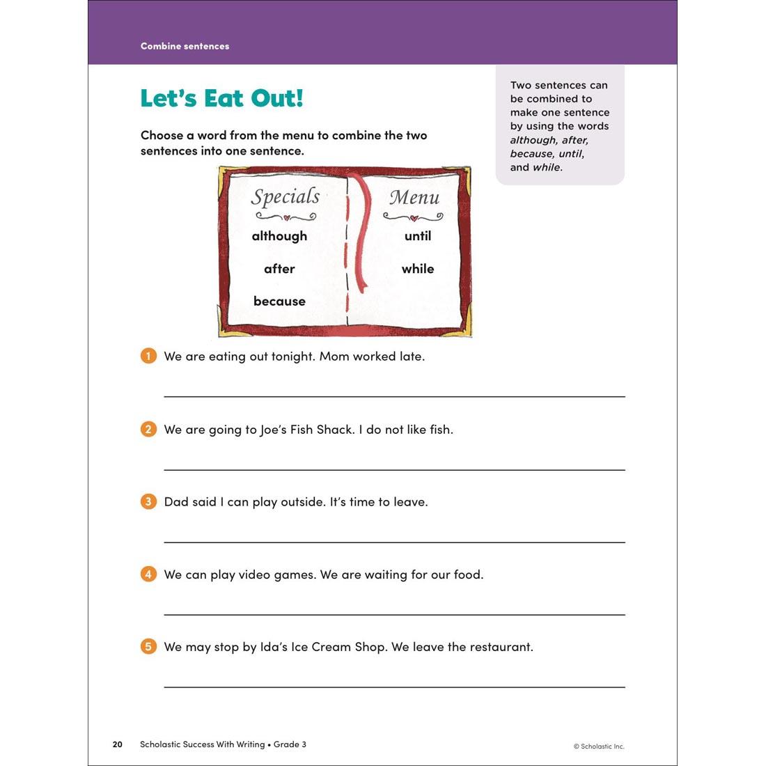 page 20 from Scholastic Success With Writing Workbook Grade 3