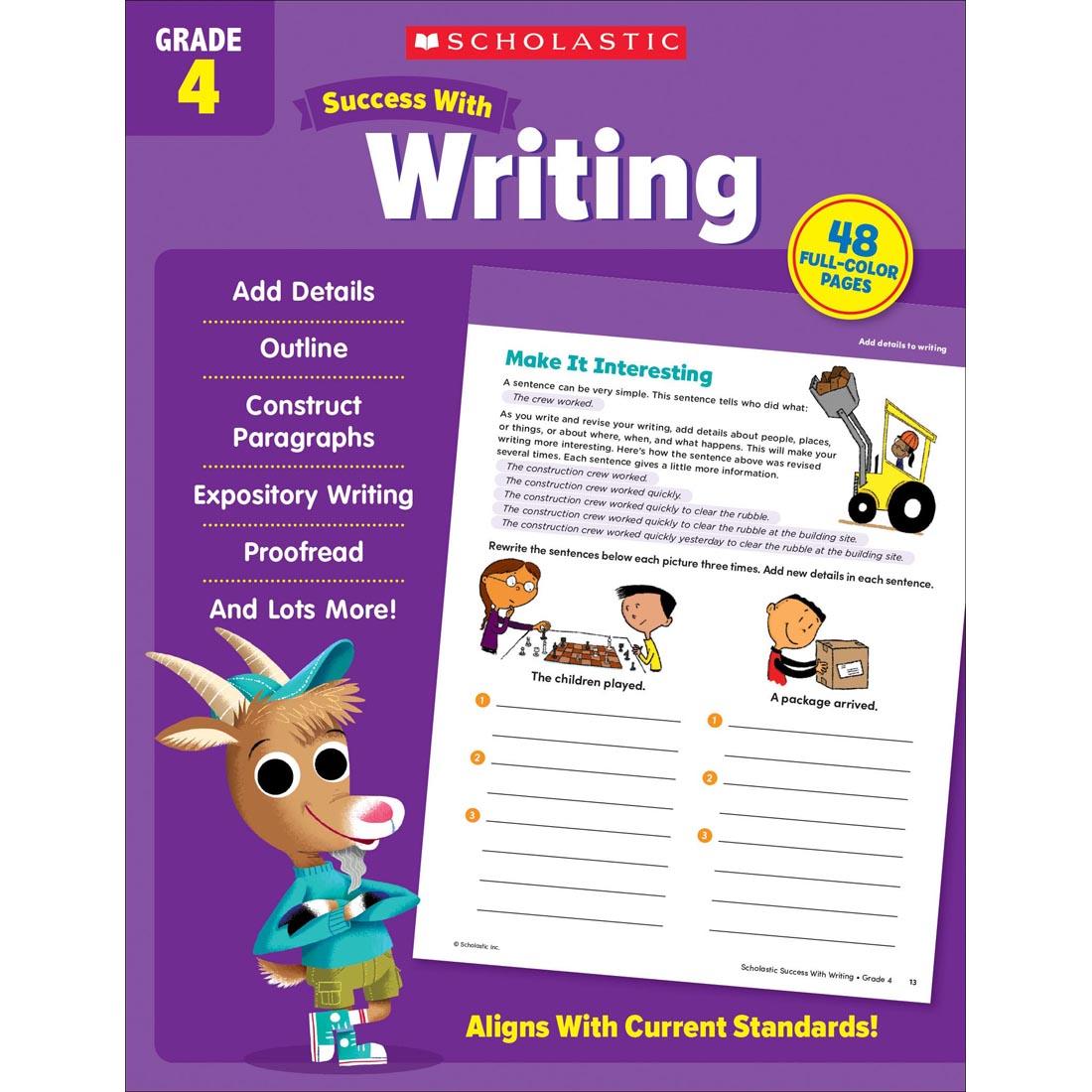front cover of Scholastic Success With Writing Workbook Grade 4