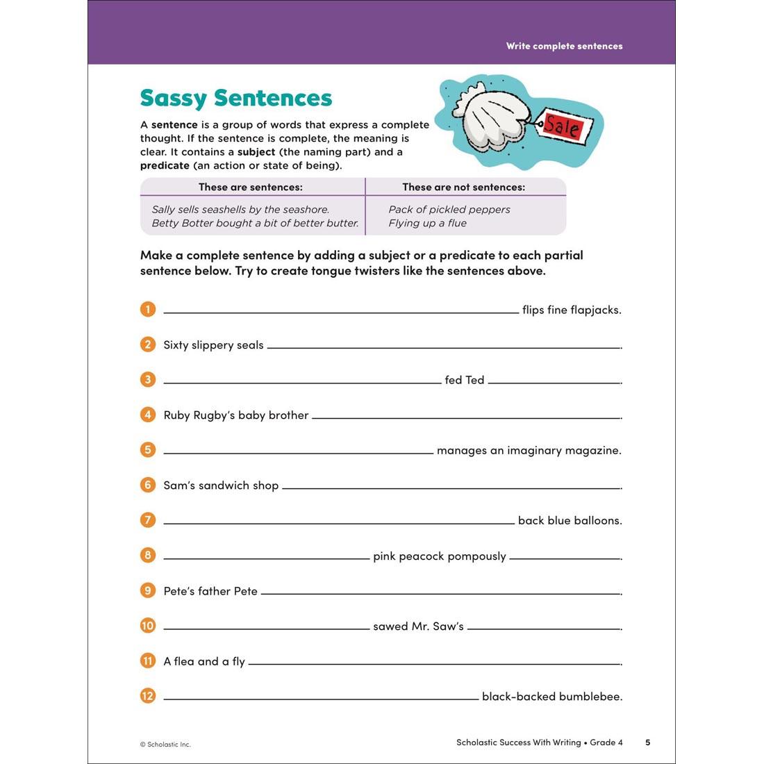 page 5 from Scholastic Success With Writing Workbook Grade 4