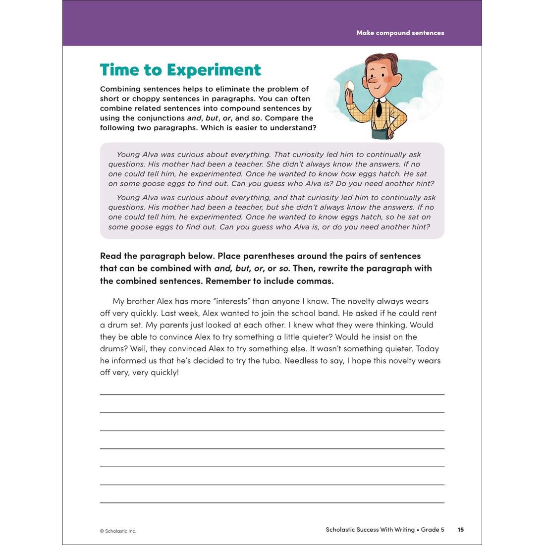 page 15 from Scholastic Success With Writing Workbook Grade 5