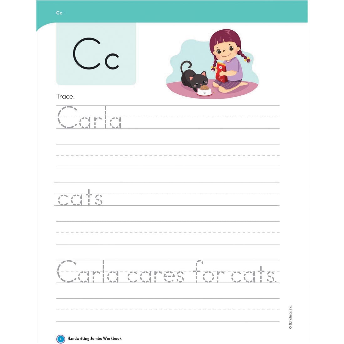 page from Scholastic Handwriting Jumbo Workbook