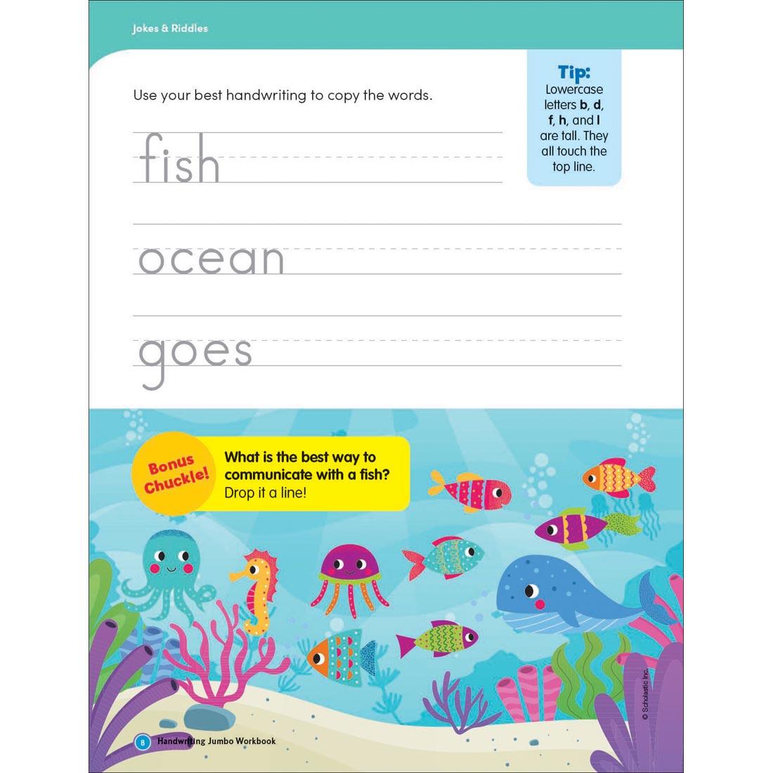 page from Scholastic Handwriting Jumbo Workbook