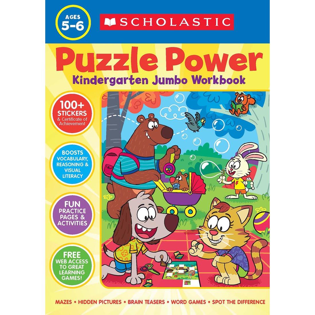 front cover of Scholastic Puzzle Power Kindergarten Jumbo Workbook