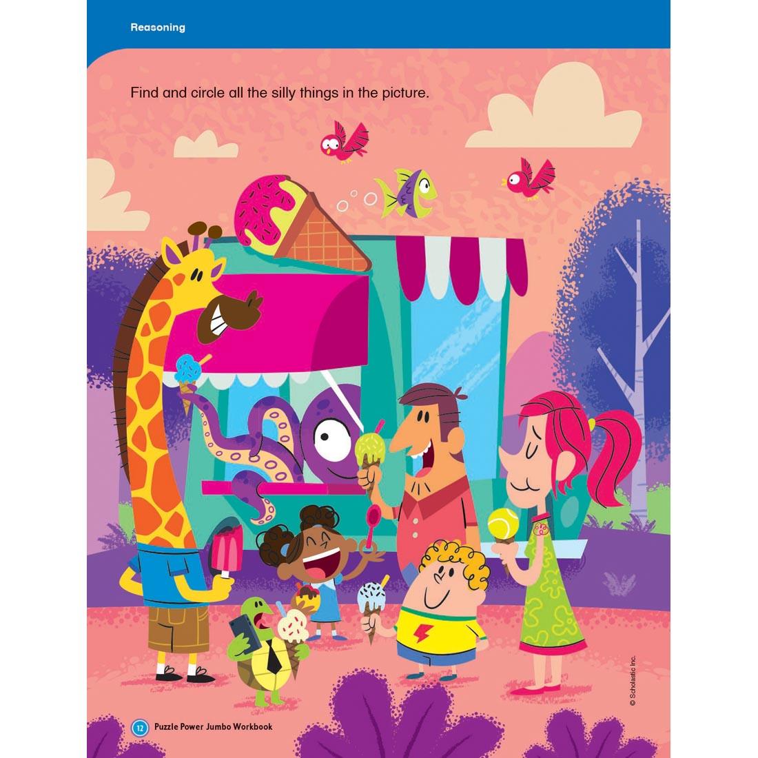 page from Scholastic Puzzle Power Kindergarten Jumbo Workbook