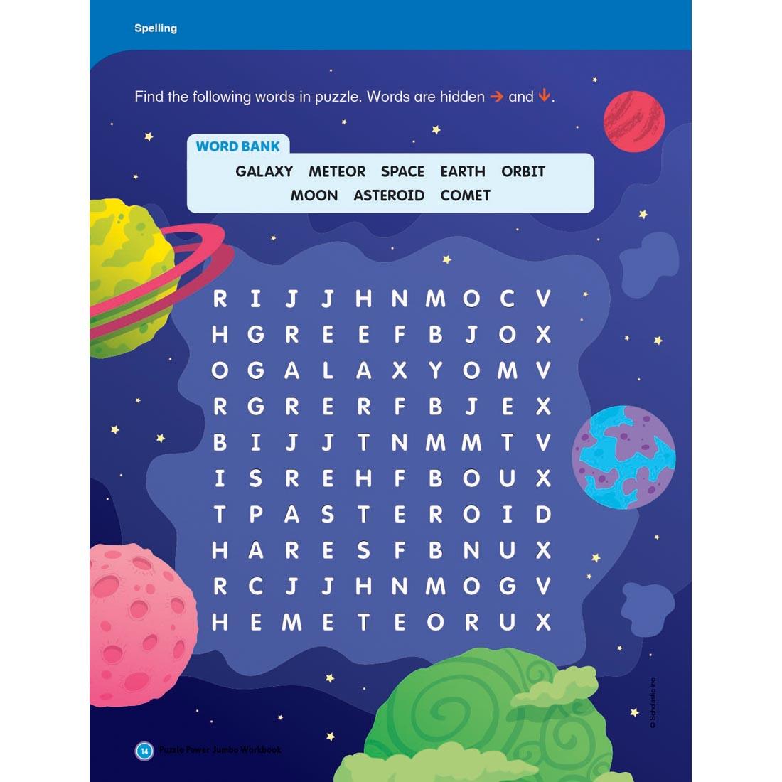 page from Scholastic Puzzle Power Kindergarten Jumbo Workbook