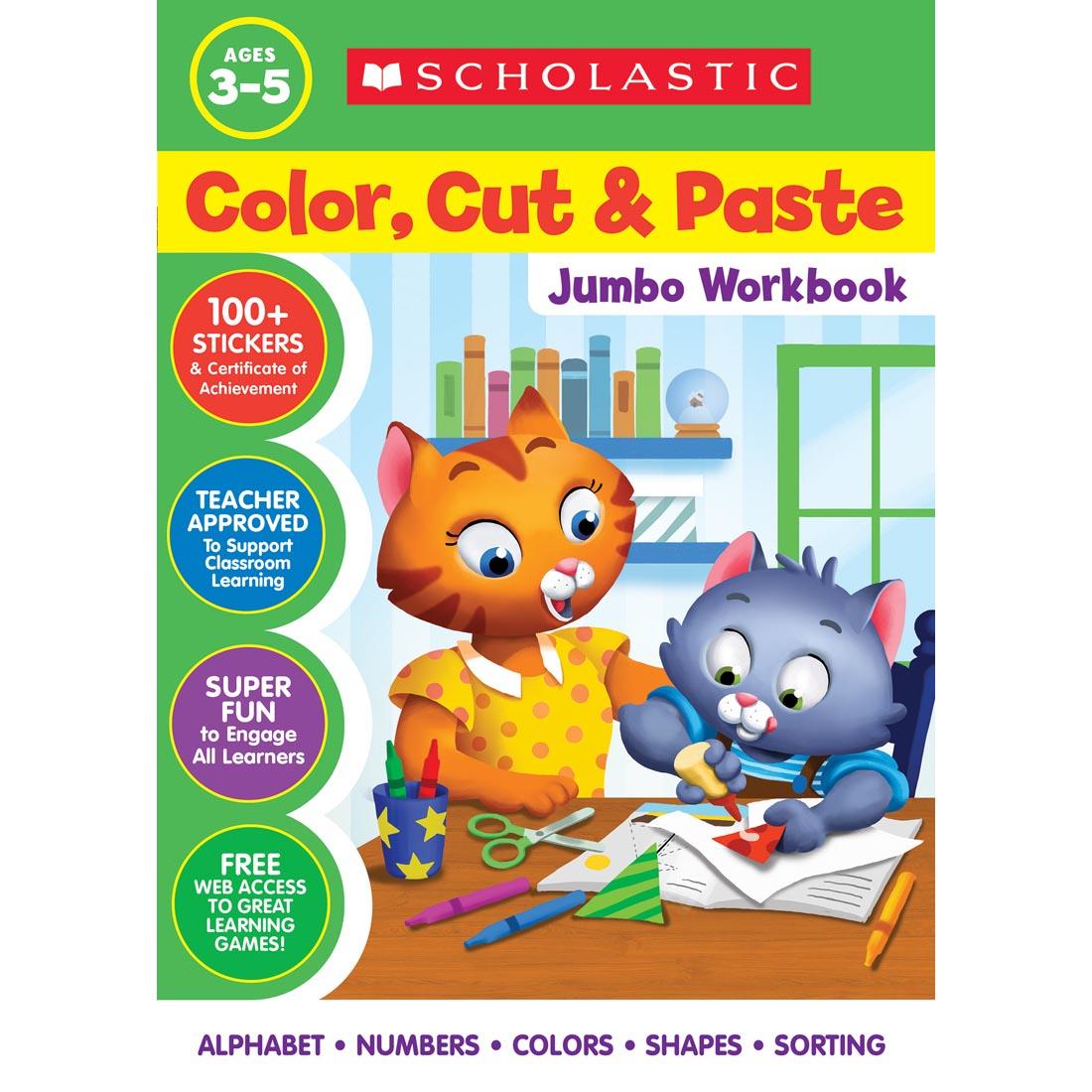 front cover of Scholastic Color, Cut & Paste Jumbo Workbook